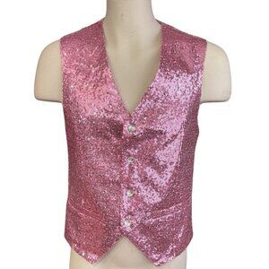 Men's Pink Sequined Vest Waistcoat Sizes 36, 38 Dance Show Clothes Theater Party